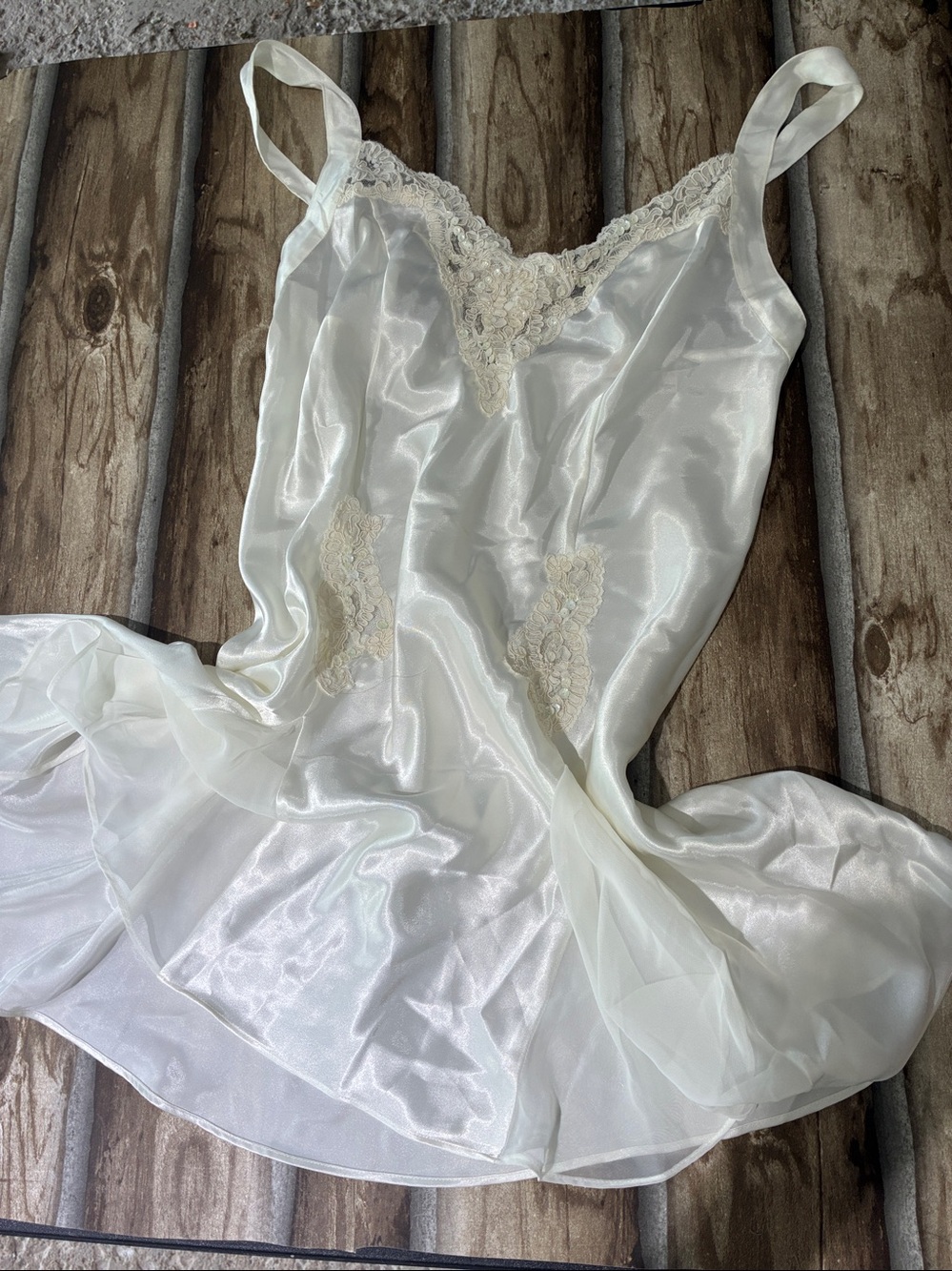 Vintage Victoria’s Secret Teddy Slip Lace Dress with sequin and satin Y2K